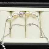 Natural Pearl Tassels Bracelet 925 Sterling Silver Beads Gift