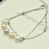 Natural Pearl Tassels Bracelet 925 Sterling Silver Beads Gift