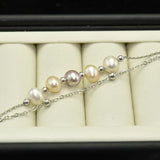 Natural Pearl Tassels Bracelet 925 Sterling Silver Beads Gift