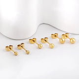 3 Pairs Cat Eyes Round Ball Evil Eye Stud Earrings Set Stainless Steel