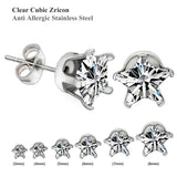 Crystal Stud Earrings Set Stainless Steel 6 Pairs Box Women Girl Jewelry