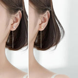 Trustdavis 925 Silver Heart Linked Ear Line For Women