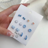 925 Silver Needle Girl's Heart Ceramic Stud Earrings Set