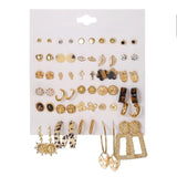 30 Pairs Metal Stud Earrings Set for Women Crystal Acrylic Earring Sets Jewelry
