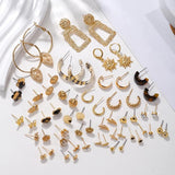 30 Pairs Metal Stud Earrings Set for Women Crystal Acrylic Earring Sets Jewelry