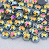 Citrine AB Pearls Beads Half Round Flat Back Stickers Crystal Stones