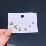 3 Pairs CZ Stud Earrings Set Women Party Jewelry