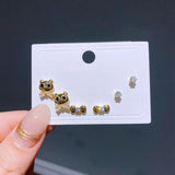 3 Pairs CZ Stud Earrings Set Women Party Jewelry