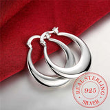Crescent Moon Round Creole Hoop Earrings 925 Sterling Silver