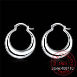 Crescent Moon Round Creole Hoop Earrings 925 Sterling Silver
