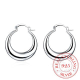 Crescent Moon Round Creole Hoop Earrings 925 Sterling Silver