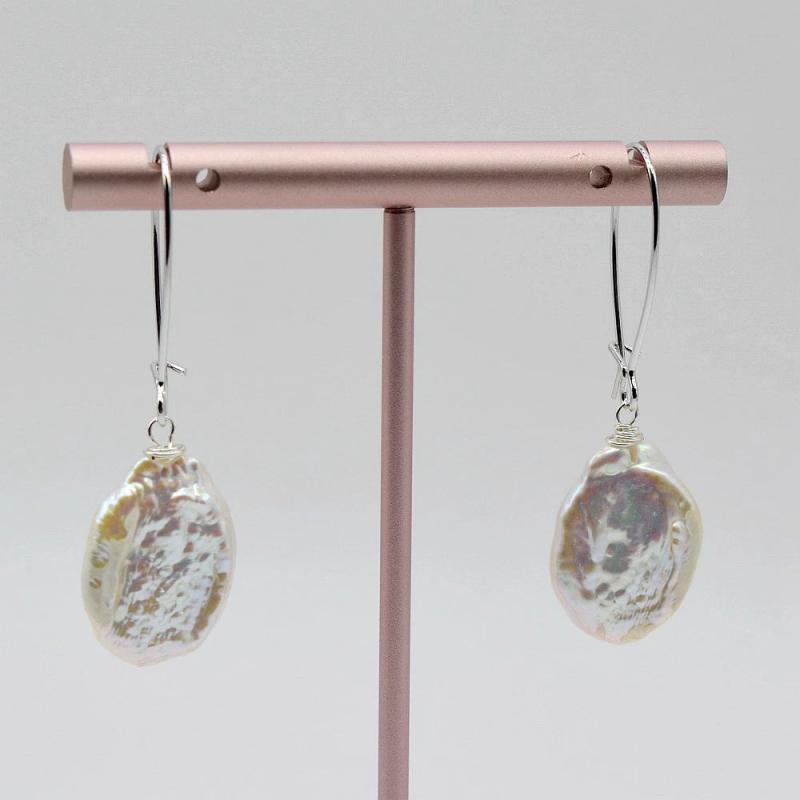 Baroque Pearl Earrings 925 Sterling Silver Long Dangle Earrings