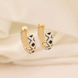 Colorful Argyle Hoop Earrings For Women Retro Jewelry