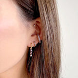 925 Silver Purple Crystal Stud Earrings Butterfly Cross Dangle Party Jewelry