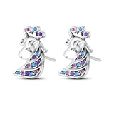925 Silver Unicorn Stud Earrings for Girls Party Jewelry Gift