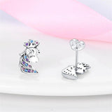 925 Silver Unicorn Stud Earrings for Girls Party Jewelry Gift