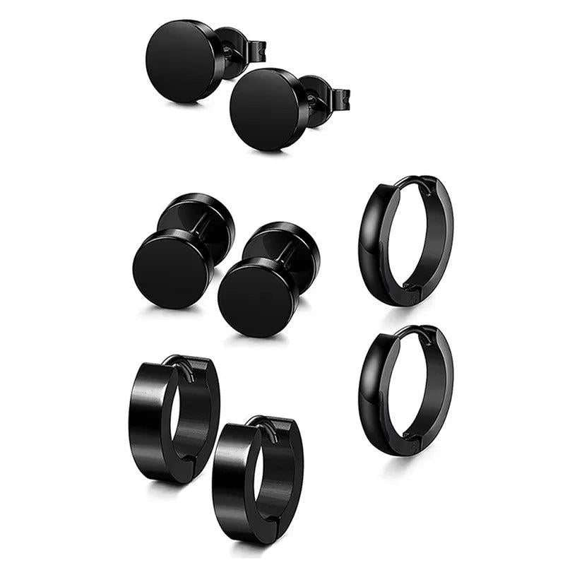 Set of 4 Pcs Unisex Stainless Steel Earrings