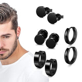 Set of 4 Pcs Unisex Stainless Steel Earrings