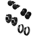 Set of 4 Pcs Unisex Stainless Steel Earrings