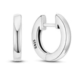 925 Silver Double Hoop Earrings Pave CZ Studs