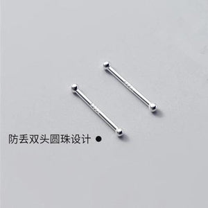5 Pairs/Set S999 Sterling Silver Double-headed Ear Stick