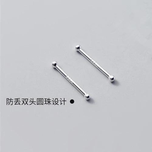 5 Pairs/Set S999 Sterling Silver Double-headed Ear Stick