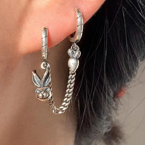 Vintage Rabbit Carrot 925 Silver Earrings Set
