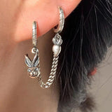 Vintage Rabbit Carrot 925 Silver Earrings Set