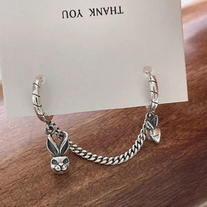 Vintage Rabbit Carrot 925 Silver Earrings Set