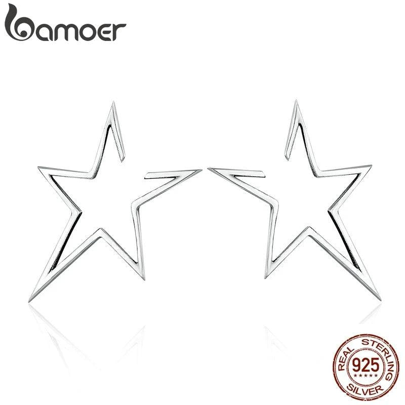 925 Sterling Silver Star Stud Earrings for Women Hyperbole Fine Jewelry