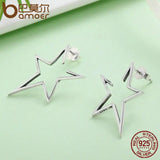 925 Sterling Silver Star Stud Earrings for Women Hyperbole Fine Jewelry