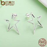 925 Sterling Silver Star Stud Earrings for Women Hyperbole Fine Jewelry