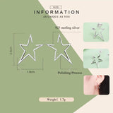 925 Sterling Silver Star Stud Earrings for Women Hyperbole Fine Jewelry