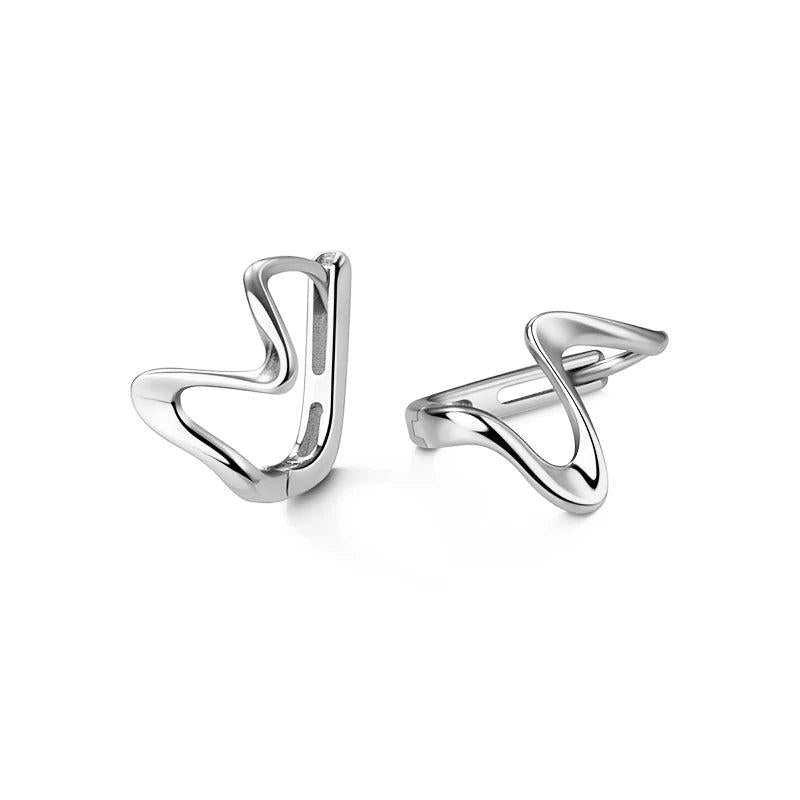 925 Silver Wave Curve Hoop Earrings for Women