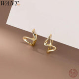 925 Silver Wave Curve Hoop Earrings for Women