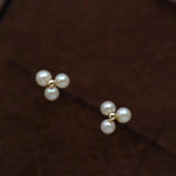 Zircon Stud Earrings 925 Sterling Silver Flower Pearl Earrings