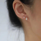 Zircon Stud Earrings 925 Sterling Silver Flower Pearl Earrings