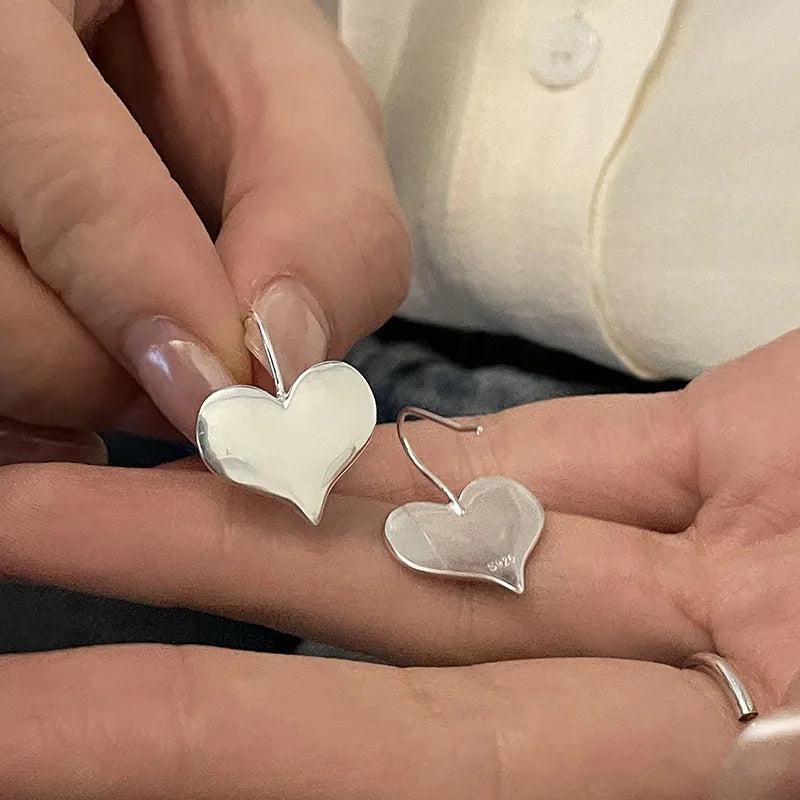 925 Vintage Heart Earrings For Women Jewelry Party Accessories