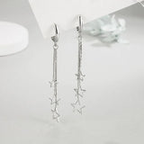 Three Stars Hoop Earrings 925 Sterling Silver Tassel Earring