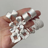 BF CLUB 925 Silver Flower Frosted Earrings Prevent Allergy