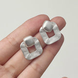 BF CLUB 925 Silver Flower Frosted Earrings Prevent Allergy