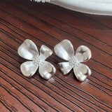 BF CLUB 925 Silver Flower Frosted Earrings Prevent Allergy