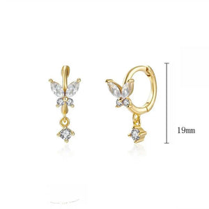 925 Sterling Silver Butterfly Crystal Hoop Earrings for Women