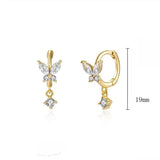 925 Sterling Silver Butterfly Crystal Hoop Earrings for Women