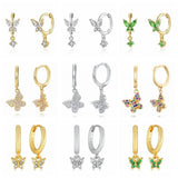 925 Sterling Silver Butterfly Crystal Hoop Earrings for Women