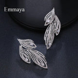 Leaf CZ Crystal Bridal Long Earrings Wedding Jewelry for Brides