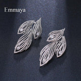 Leaf CZ Crystal Bridal Long Earrings Wedding Jewelry for Brides