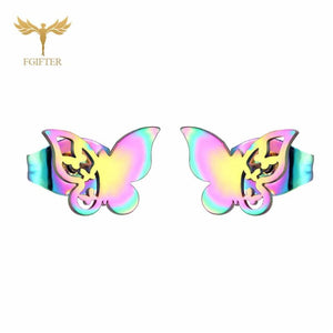 12 Pairs Silver Butterfly Earrings Set Stainless Steel Stud Jewelry