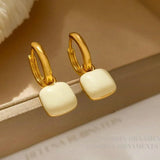 Vintage Circle Drop Earrings 925 Silver Needle