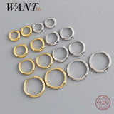 925 Silver Round Ear Buckle Women Punk Hoop Earring